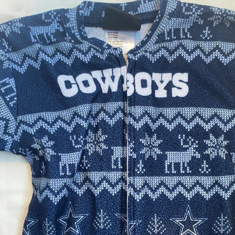Navy 'Cowboys' Kids One-Piece Footie Pajamas